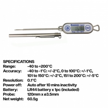 Brannan™ Dial Oven Thermometer with 3 Point Traceable Calibration  Certificate